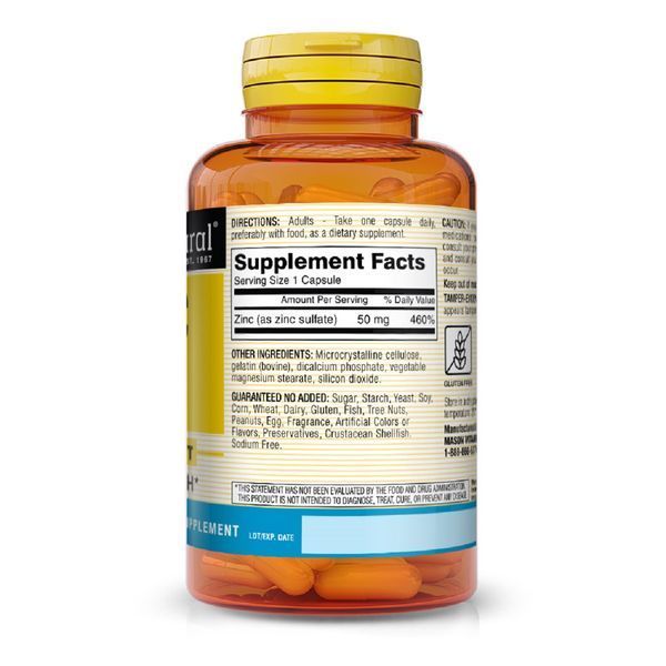 Цинку Сульфат 50 мг, Zinc Sulfate, Mason Natural, 100 капсул