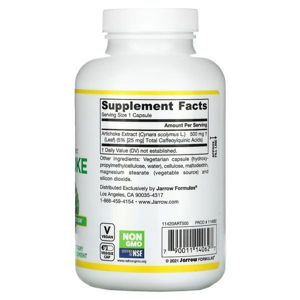 Артишок, Artichoke, Jarrow Formulas, 180 вегетаріанських капсул