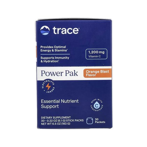 Электролиты, вкус апельсина, Power Pak, Trace, 30 пакетов по 6 гр