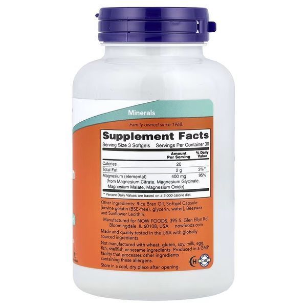 Магній цитрат, Magnesium Citrate, Now Foods, 90 гелевих капсул