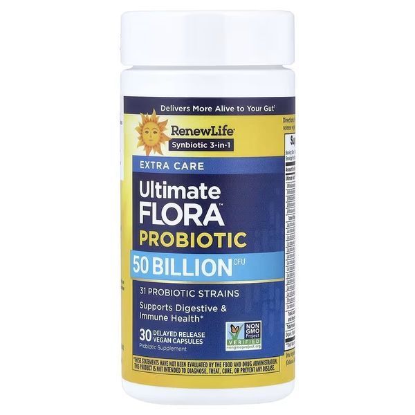 Пробіотики, 50 млрд КУО, Ultimate Flora Probiotic, Renew Life, 30 веганських капсул