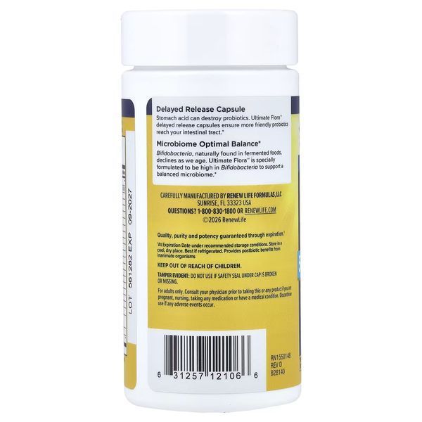 Пробіотики, 50 млрд КУО, Ultimate Flora Probiotic, Renew Life, 30 веганських капсул