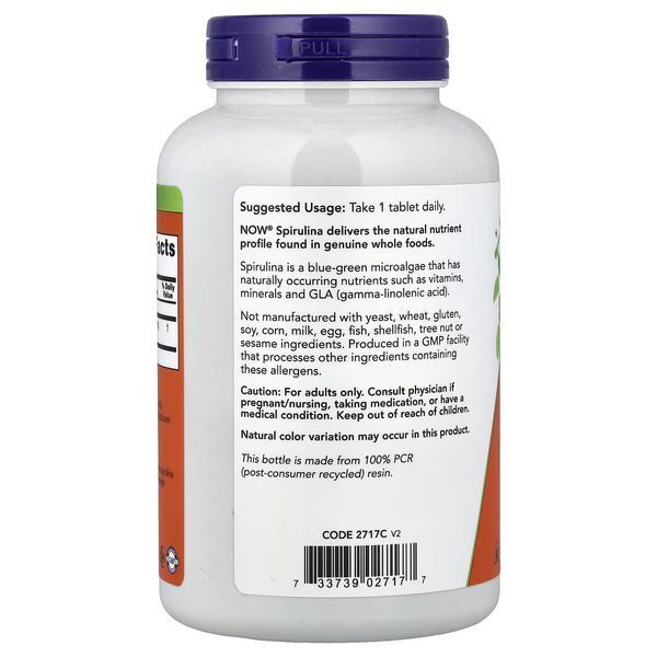 Спирулина органическая, 1000 мг, Certified Organic Spirulina, Now Foods, 240 таблеток