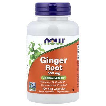 Корень имбиря, 550 мг, Ginger Root, Now Foods, 100 вегетарианских капсул