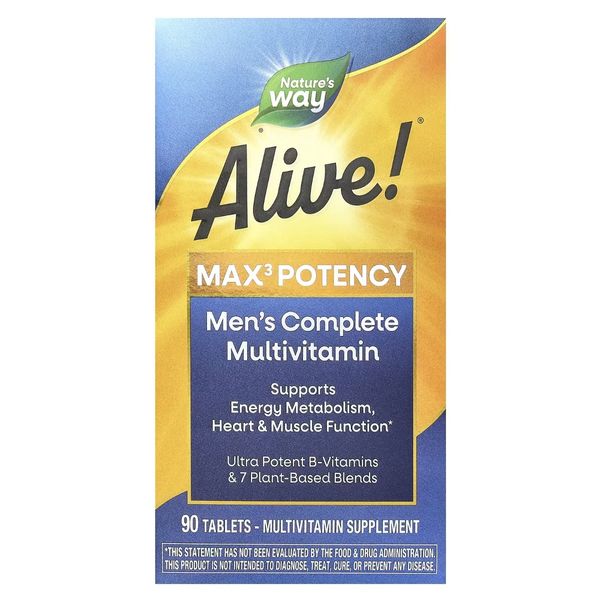 Мультивітаміни для чоловіків Alive! Max3 Potency, Men's Multivitamin, Nature's Way, 90 таблеток