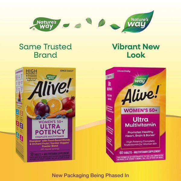 Мультивітаміни Для Жінок, Alive! Once Daily, Women's 50+ Multi-Vitamin, Nature's Way 60 Таблеток