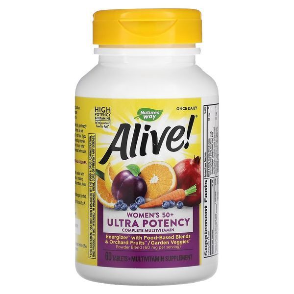 Мультивітаміни Для Жінок, Alive! Once Daily, Women's 50+ Multi-Vitamin, Nature's Way 60 Таблеток