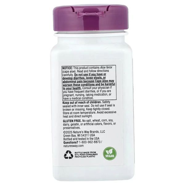 Алоэ Вера с фенхелем, 340 мг, Aloelax with Fennel Seed, Nature's Way, 100 вегетарианских капсул