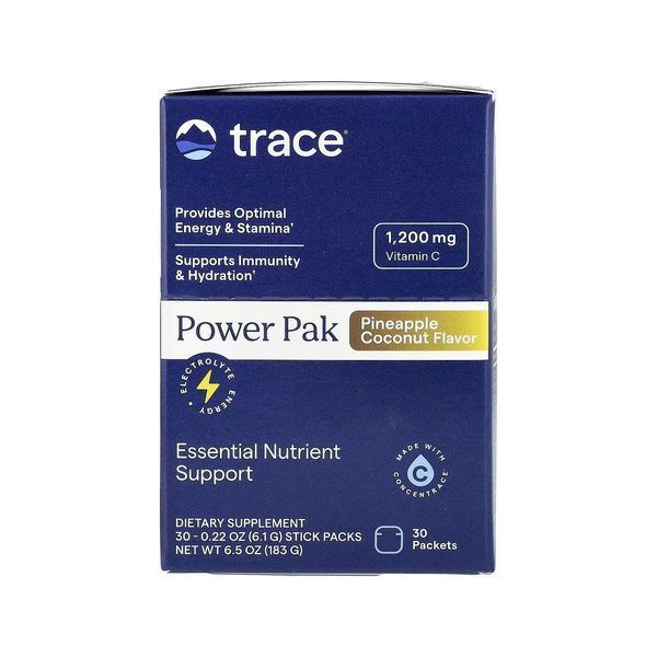 Електроліти, смак ананаса кокосу, Power Pak, Trace, 30 пакетів по 6 гр