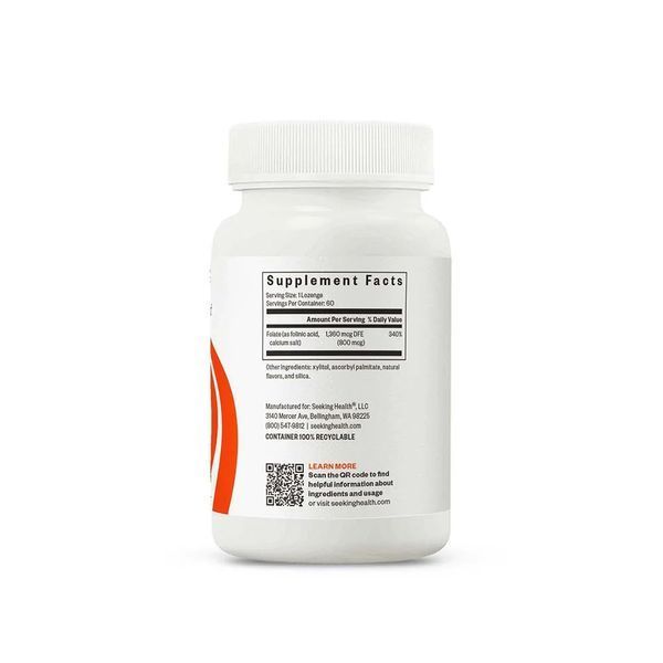 Фолієва кислота, 800 мкг, Folinic Acid, Seeking Health, 60 льодяників