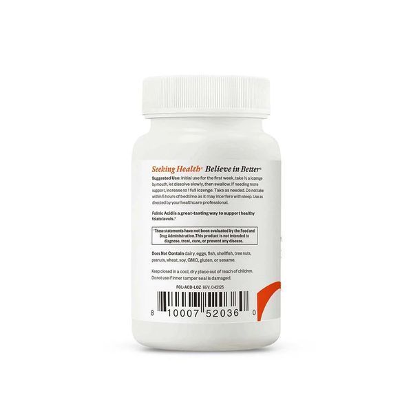 Фолієва кислота, 800 мкг, Folinic Acid, Seeking Health, 60 льодяників
