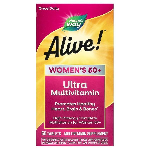 Мультивітаміни Для Жінок, Alive! Once Daily, Women's 50+ Multi-Vitamin, Nature's Way 60 Таблеток