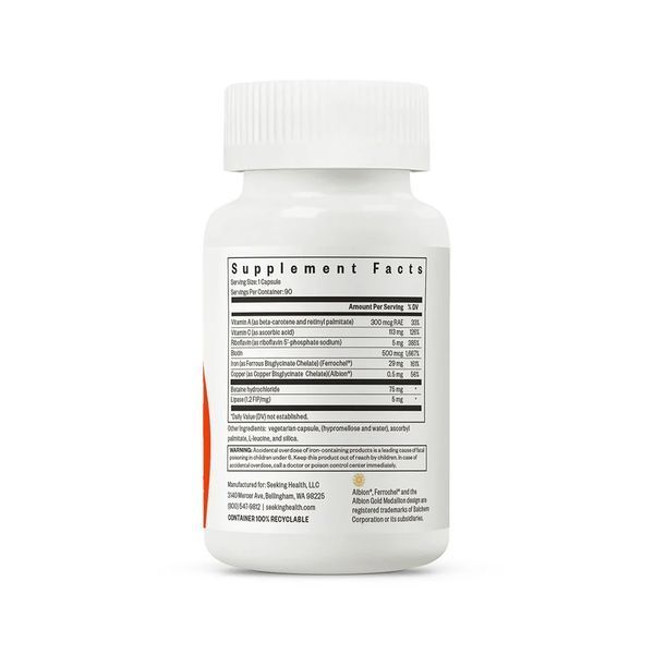 Залізо з кофакторами, 29 мг, Iron With Cofactors, Seeking Health, 90 вегетаріанських капсул