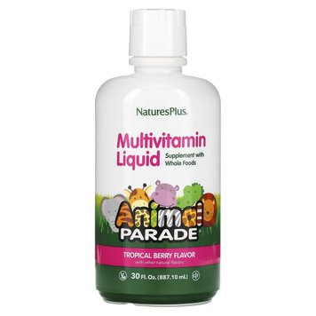 Рідкі Дитячі Мультивітаміни, Смак Тропичних фруктів, Animal Parade Gold, Natures Plus, 887 мл