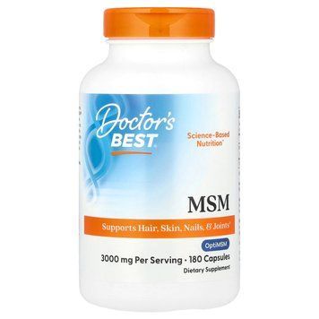 Метилсульфонілметан, МСМ, 3000 мг, MSM with OptiMSM, Doctor's Best, 180 капсул