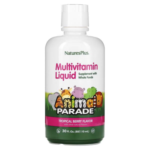 Рідкі Дитячі Мультивітаміни, Смак Тропичних фруктів, Animal Parade Gold, Natures Plus, 887 мл