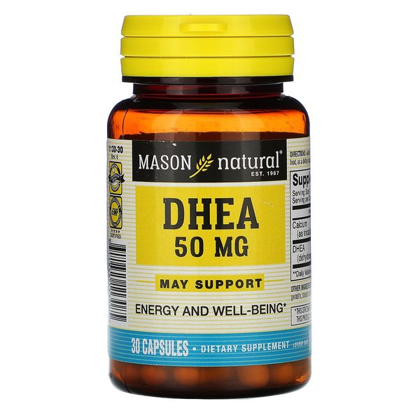 Дегідроепіандростерон 50 мг, DHEA, Mason Natural, 30 капсул