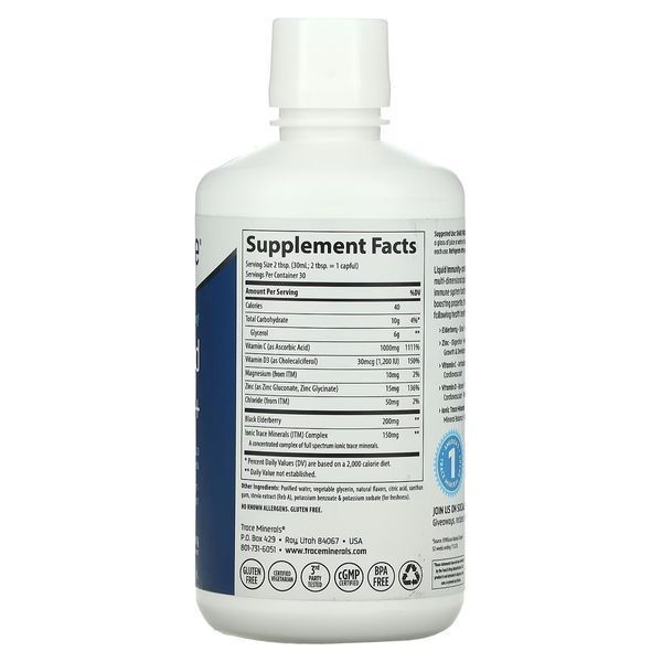 Підтримка імунної системи, смак ягід, Fast-Absorbing Liquid Immunity+, Trace Minerals, 887 мл