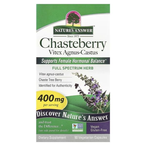 Вітекс священний, 400 мг, Chasteberry, Vitex Agnus-Castus, Nature's Answer, 90 вегетаріанських капсул