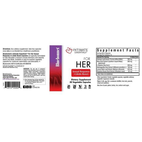 Комплекс Для Неї, Intimate Essentials For Her Sexual Response And Libido Boost, Bluebonnet Nutrition, 60 капсул