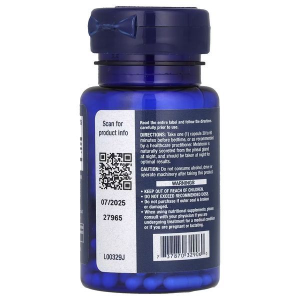 Мелатонин, 1 мг, Melatonin, Life Extension, 60 капсул