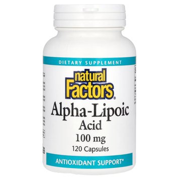 Альфа-ліпоєва кислота, 100 мг, Alpha-Lipoic Acid, Natural Factors, 120 капсул