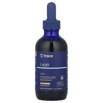 Коензим Q10 у краплях, 100 мг, смак мандарину, Liquid CoQ10, Trace Minerals, 118 мл