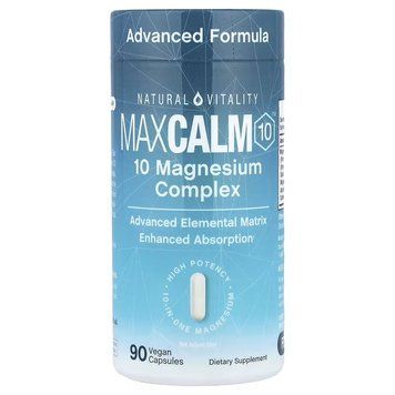 Комплекс магния, 300 мг, CALM, MaxCalm10, Natural Vitality, 90 веганских капсул