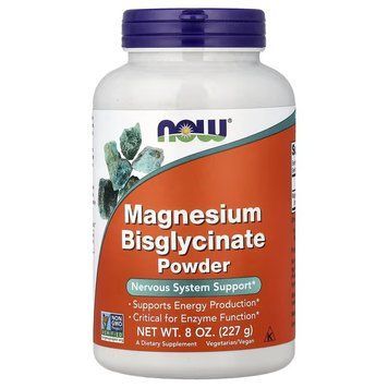 Магній бісгліцинат, Magnesium Bisglycinate Powder, Now Foods, 227 гр