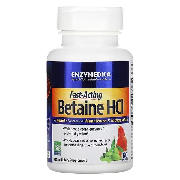 Бетаин HCI 1300мг, Enzymedica, 60 капсул