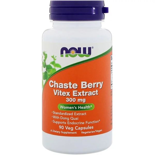 Екстракт Вітекс з Дудником, Now Foods, Chaste Berry Vitex Extract with Dong Quai, 300мг, 90 капсул