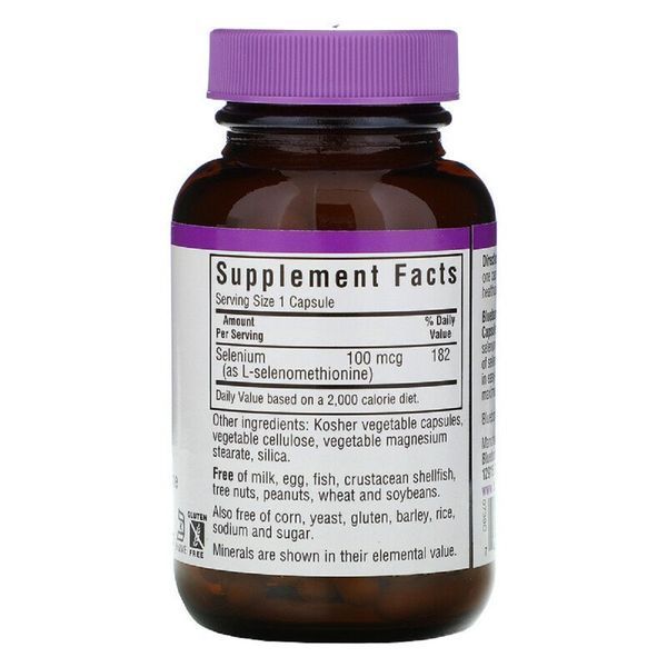 Селен 100мкг, Bluebonnet Nutrition, 90 вегетарианских капсул