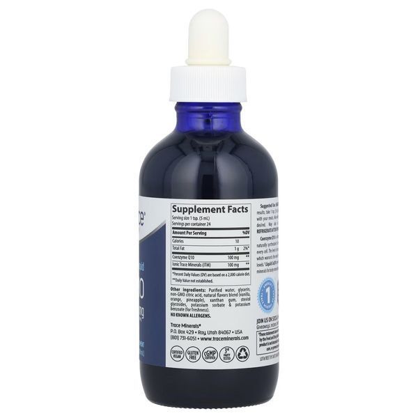 Коензим Q10 у краплях, 100 мг, смак мандарину, Liquid CoQ10, Trace Minerals, 118 мл