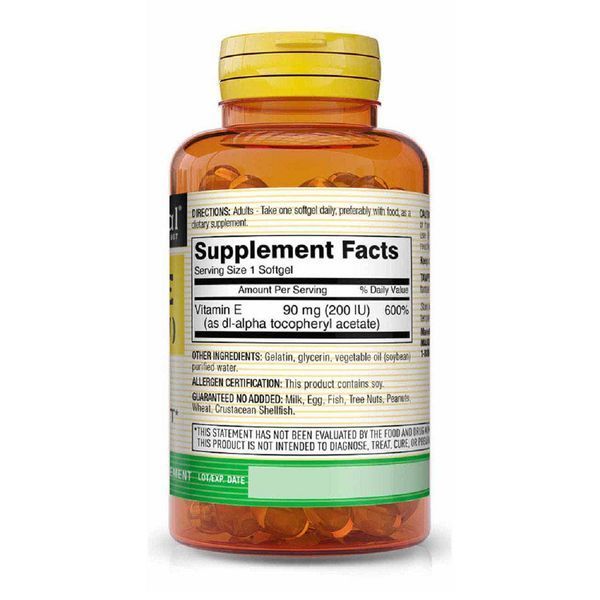 Вітамін Е 90мг, Vitamin E 200IU, Mason Natural, 100 гелевих капсул