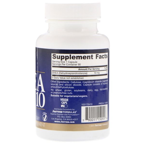Дегидроэпиандростерон 10 мг, DHEA, Jarrow Formulas, 90 гелевых капсул