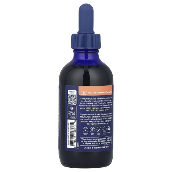 Коэнзим Q10 в каплях, 100 мг, вкус мандарина, Liquid CoQ10, Trace Minerals, 118 мл
