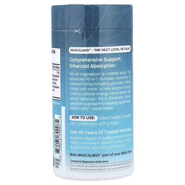 Комплекс магнію, 300 мг, CALM, MaxCalm10, Natural Vitality, 90 веганських капсул