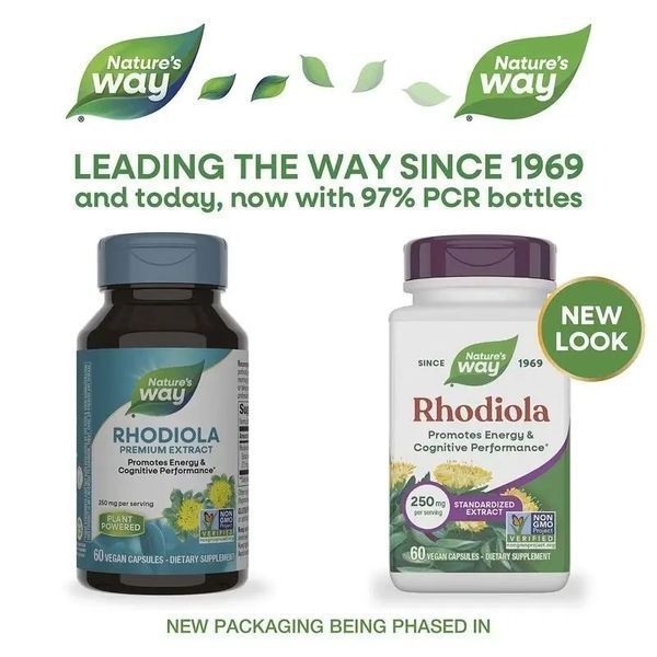 Родіола, 250 мг, Rhodiola, Premium Extract, Nature's Way, 60 вегетаріанських капсул