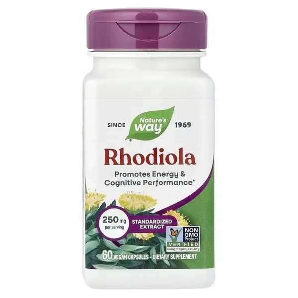 Родіола, 250 мг, Rhodiola, Premium Extract, Nature's Way, 60 вегетаріанських капсул