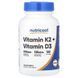 Вітамін K2 та вітамін D3, Vitamin K2 + Vitamin D3, Nutricost, 120 гелевих капсул