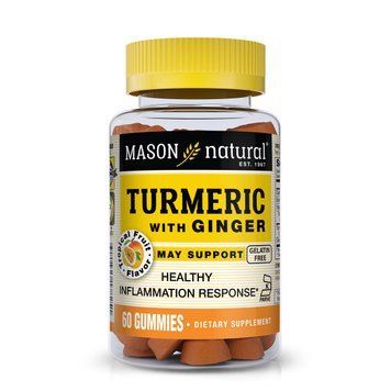 Куркума з імбиром, смак тропічних фруктів, Turmeric with Ginger, Mason Natural, 60 жувальних цукерок