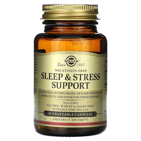 Підтримка сну та боротьби зі стресом, Sleep & Stress Support, Solgar, 30 вегетаріанських капсул