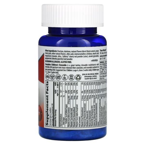 Вітамінно-мінеральний комплекс для дітей, смак вишні, Complete Multi Children's Chewable, Trace Minerals, 60 жувальних таблеток