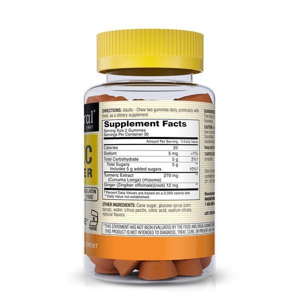 Куркума з імбиром, смак тропічних фруктів, Turmeric with Ginger, Mason Natural, 60 жувальних цукерок