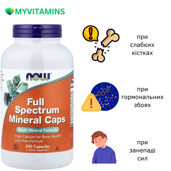 Мультиминералы полного спектра, Now Foods, 240 капсул