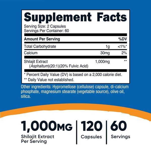 Муміє, 1000 мг, Shilajit, Nutricost, 120 капсул