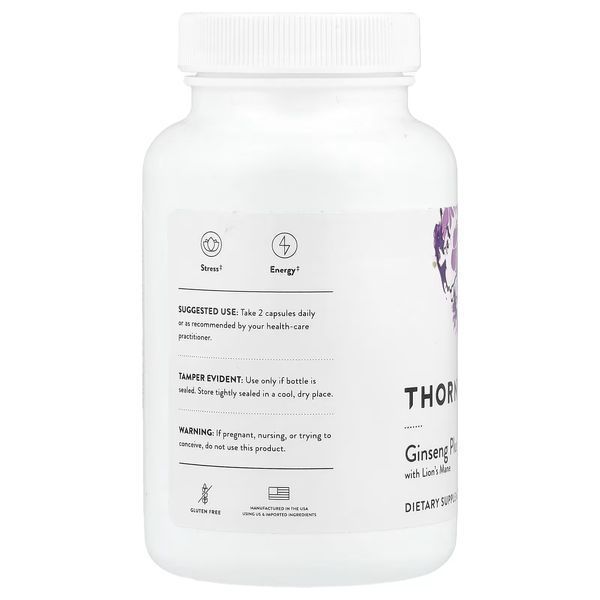 Супер енергія з женьшенем та їжовиком, Ginseng Plus with Lion's Mane, Thorne, 60 капсул