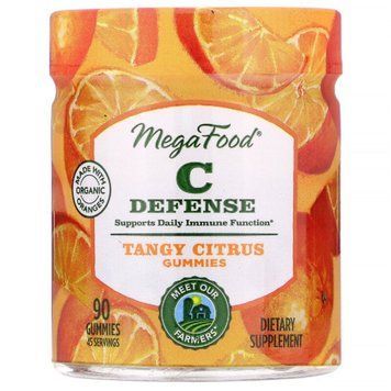 Ежедневная защита иммунитета с Витамином C, пикантный цитрус, C Defense, MegaFood, 90 жевательных мармеладок