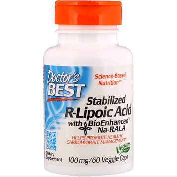 R-Ліпоєва кислота, R-Lipoic Acid, Doctor's Best, 100 мг, 60 капсул