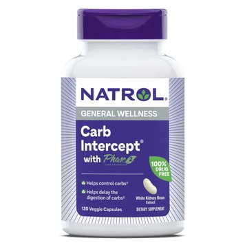 Блокатор Вуглеводів Фаза 2, Carb Intercept з Phase 2 Carb Controller, Natrol, 120 рослинних капсул